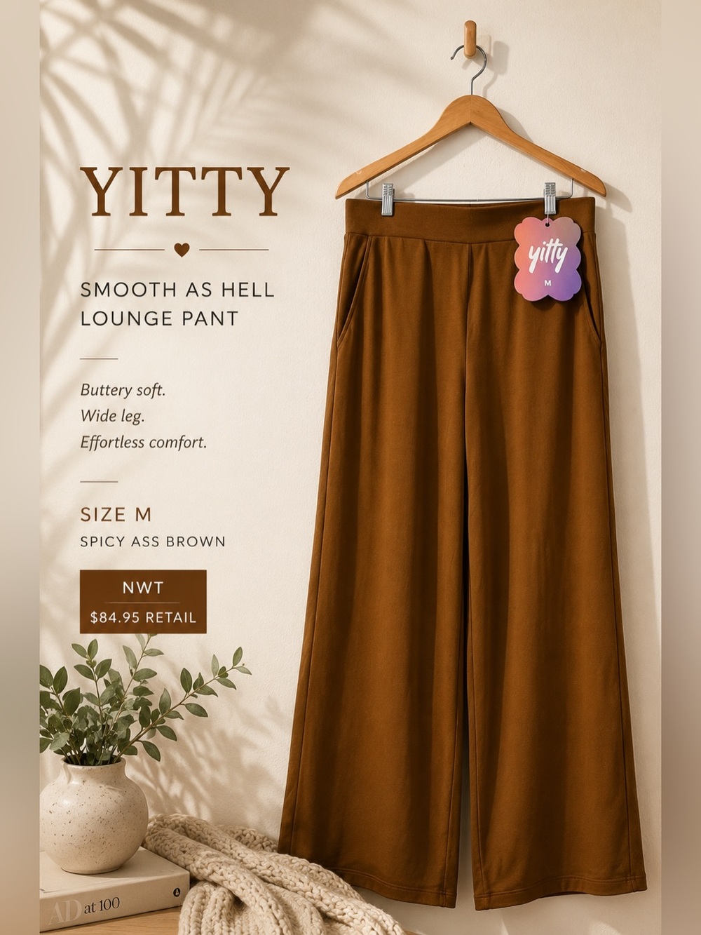 Yitty Smooth As Hell Lounge Pants Spicy Ass Brown Size M NWT
